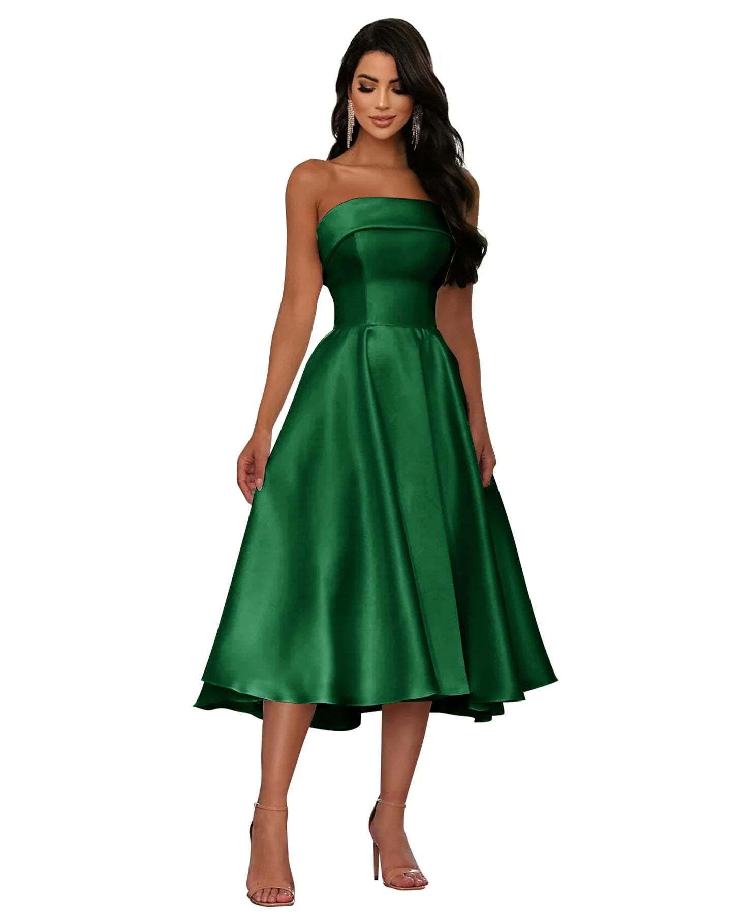 a woman in a green dress