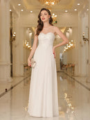 White A - Line Sleeveless Lace Applique bridesmaid Dress 2