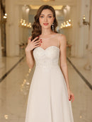 White A - Line Sleeveless Lace Applique bridesmaid Dress 2