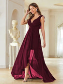 Fuchsia Asymmetrical Ankle Length Chiffon Bridesmaid Dress L