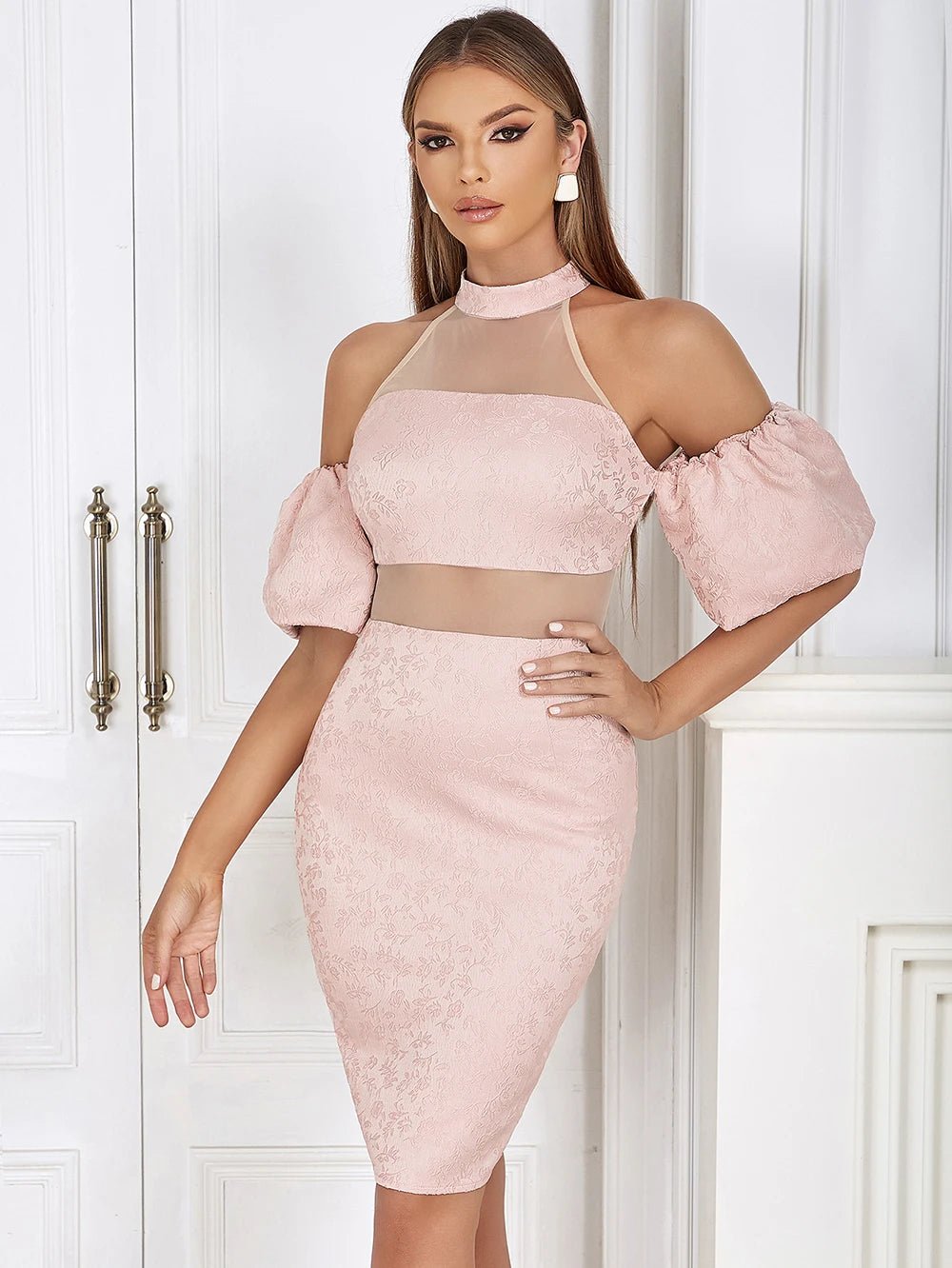 Backless Lace Up Sexy Pleated Pink Mini Dress