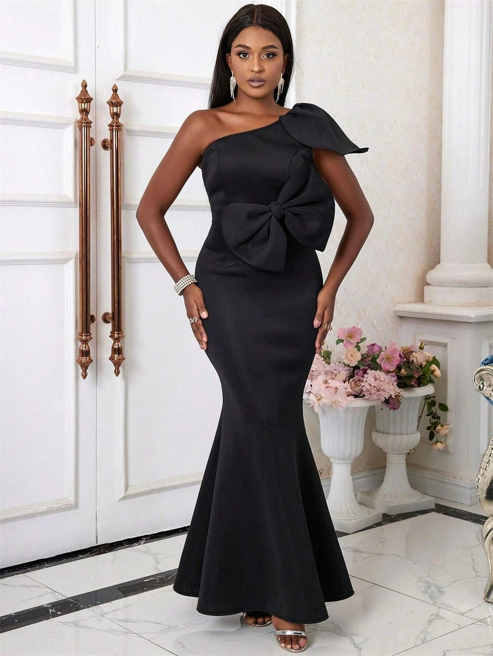 Black Mermaid One Shoulder Mermaid Formal Dress