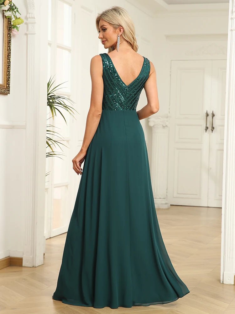 Dark Green Elegant A-Line Chiffon Formal Evening Dress