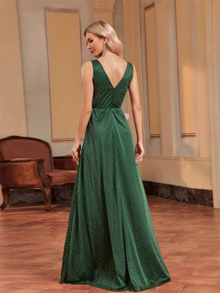 Dark Green Sexy V-Neck Formal Evening Dress