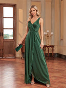 Dark Green Dark Green Sexy V - Neck Formal Evening Dress S