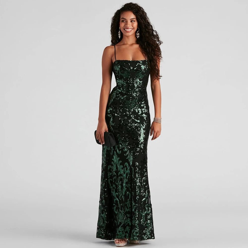 Dark Green Spaghetti Straps Long Mermaid Formal Dress