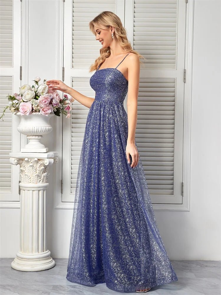 Light dusty blue strapless A-line prom gown with lace-up back, size 6.