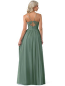 Mint Green Elegant Chiffon Mint Green Long Bridesmaid Dress 4