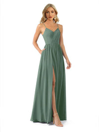 Mint Green Elegant Chiffon Mint Green Long Bridesmaid Dress 4