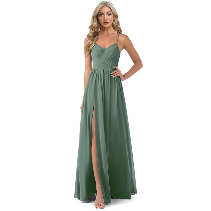 Mint Green Elegant Chiffon Mint Green Long Bridesmaid Dress 4