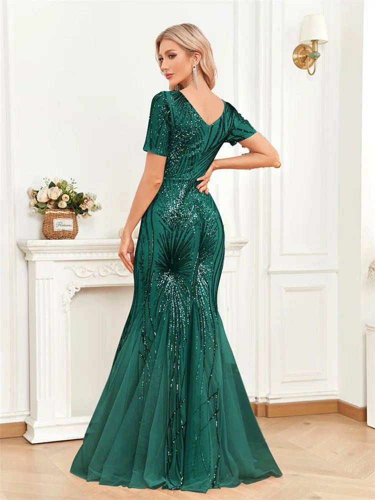 Elegant Floor-Length Sequin Formal Mermaid Dress