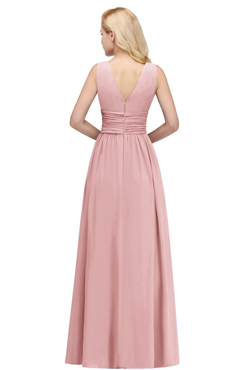 Purple Elegant Sleeveless V - Neck Chiffon i Bridesmaid Dress 2