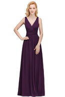 Purple Elegant Sleeveless V - Neck Chiffon i Bridesmaid Dress 2