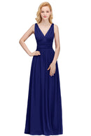 Royal Blue Elegant Sleeveless V - Neck Chiffon i Bridesmaid Dress 2