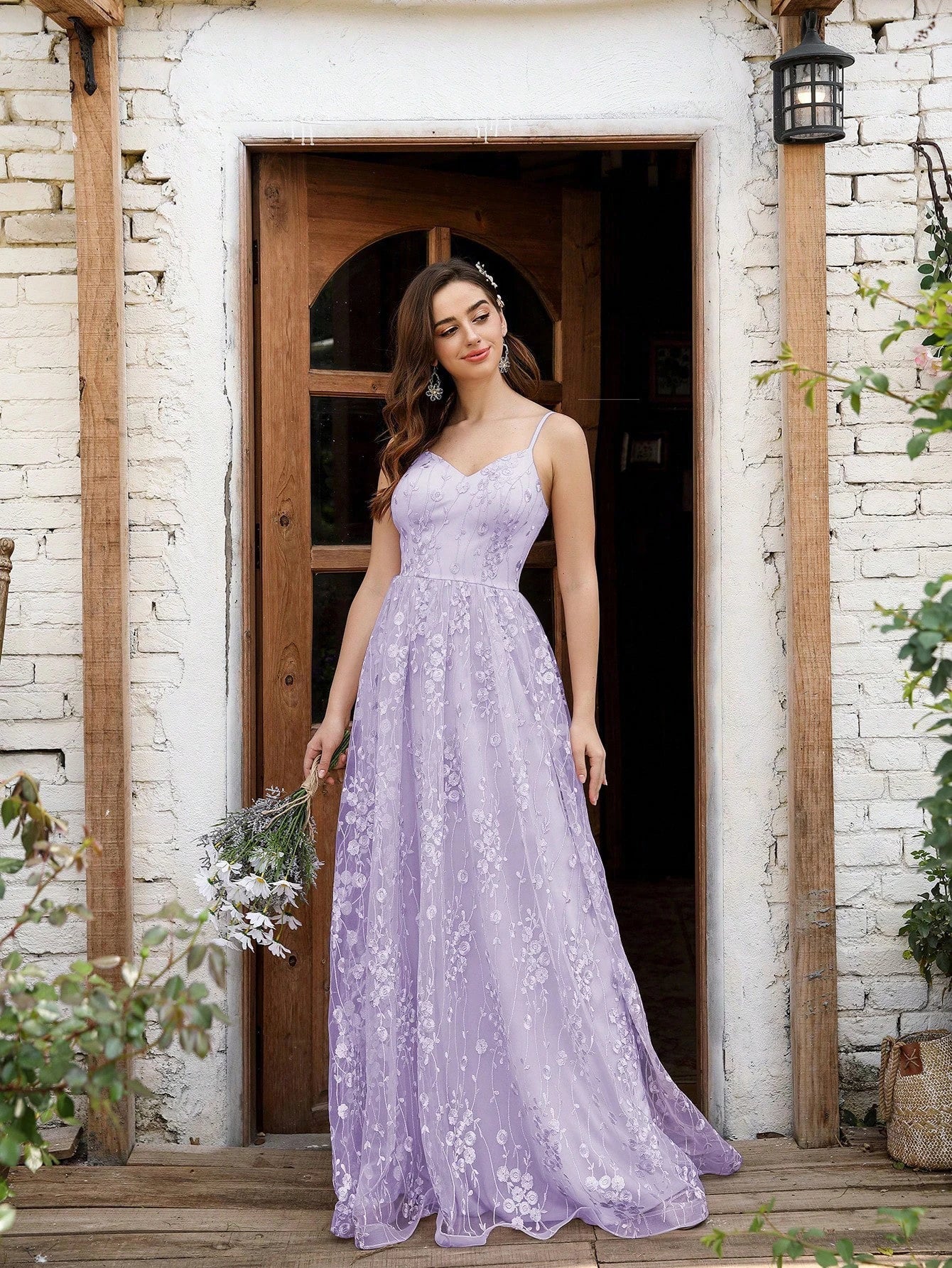 Embroidered Elegant Ball Gown Chiffon Bridesmaid Dress