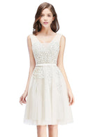 White Floral Embroidered Bodice Tulle Bridesmaid Dress 2