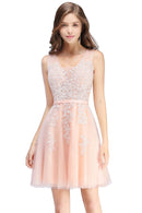 Light Pink Floral Embroidered Bodice Tulle Bridesmaid Dress 2