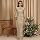 Champagne Gold Sequins Cap Sleeve Bridesmaid Dresses 2