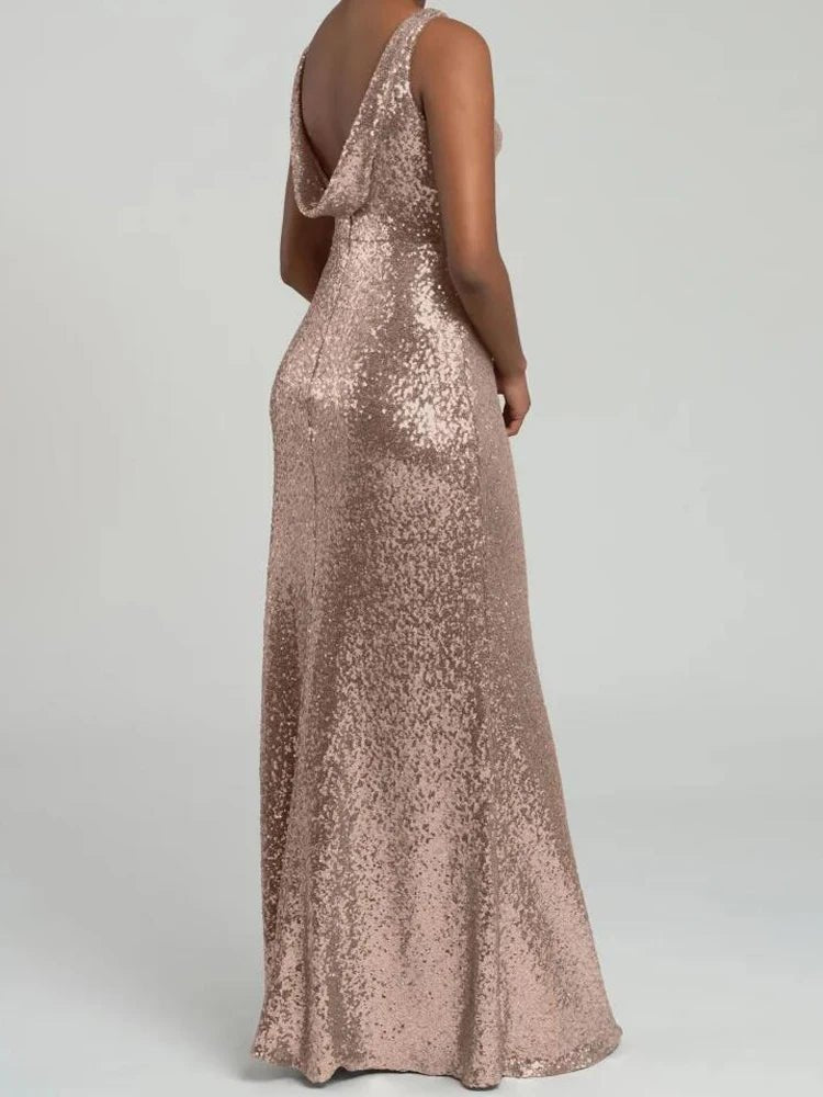 Gold Sequins Mermaid Bridesmaid Dress