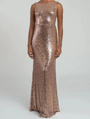 Gold Gold Sequins Mermaid Bridesmaid Dress 2