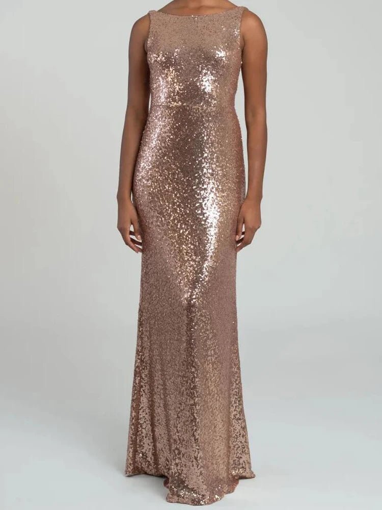 Gold Sequins Mermaid Bridesmaid Dress