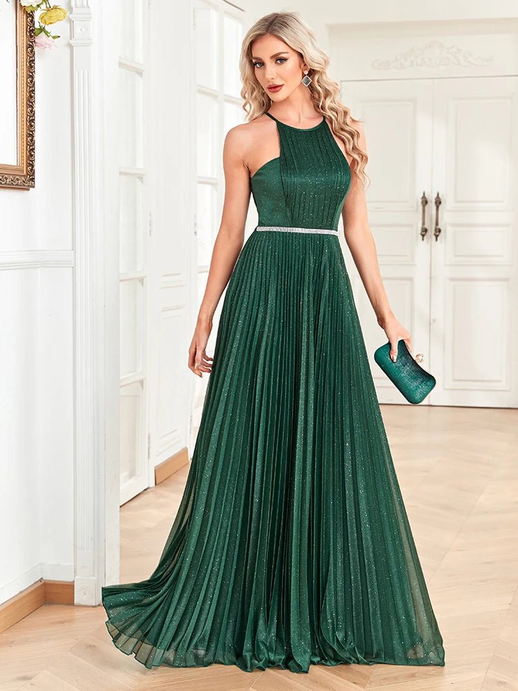 Halter Neck Sleeveless Ruched A-Line Formal Gown