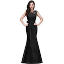 Black Lace Embroidered Mermaid Bridesmaid Dress With Belt 2