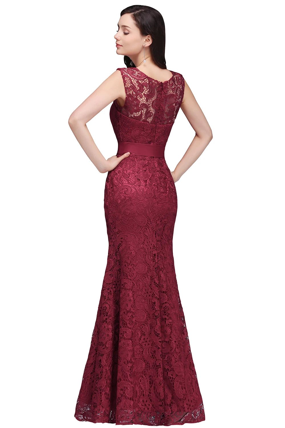 Lace Embroidered Mermaid Bridesmaid Dress With Belt