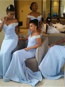 Light Blue Light Blue African Satin Bridesmaid Dresses 2