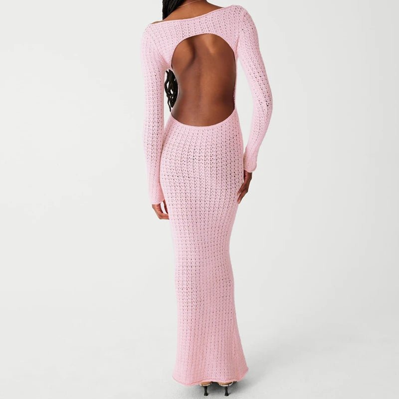 Long Sleeve Knitted Bodycon Maxi Dress