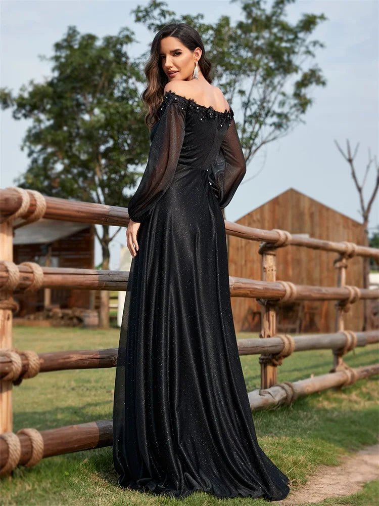 Long Sleeve Off-Shoulder Formal Evening Dress