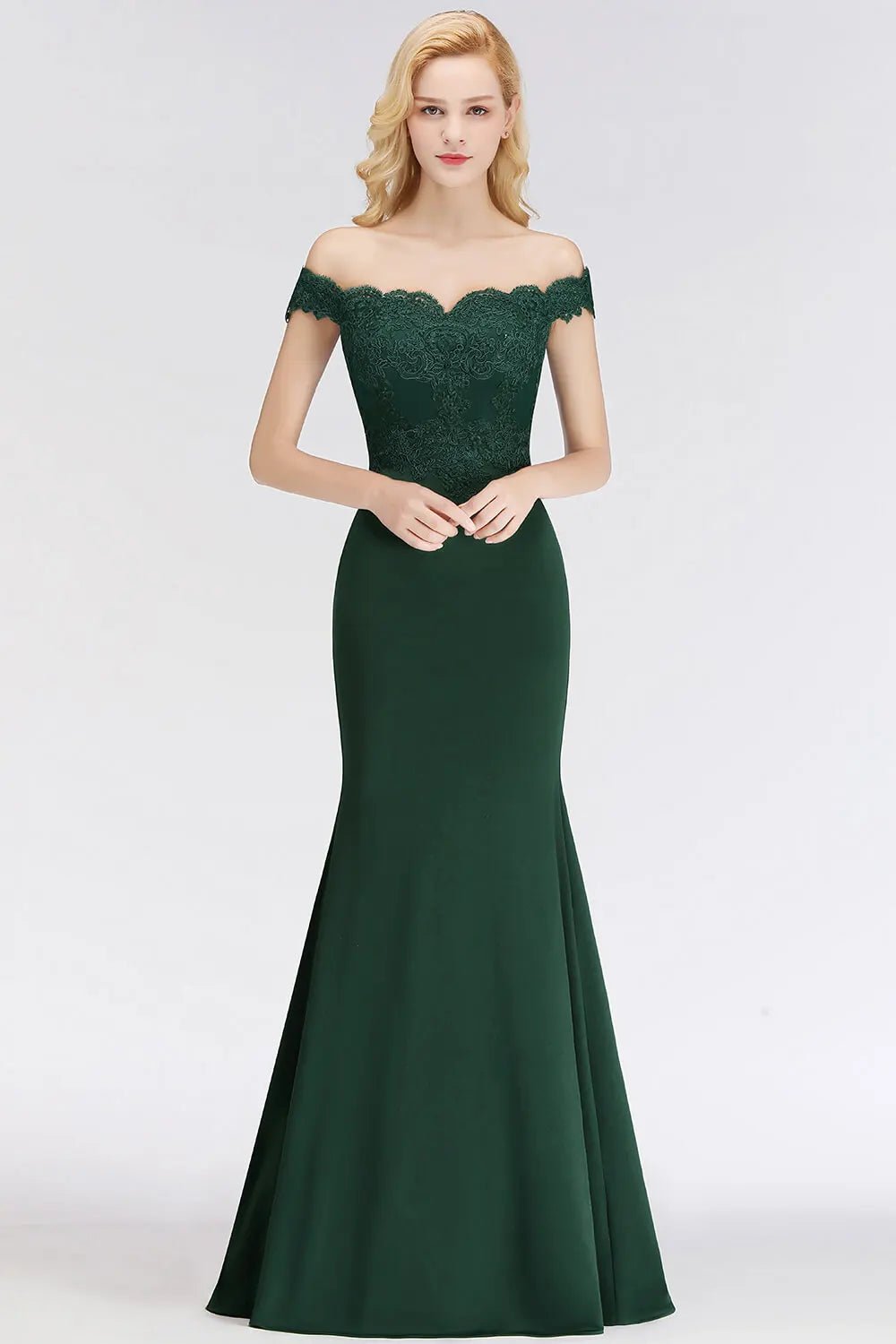 Off-shoulder Embroidered Mermaid Bridesmaid Dress