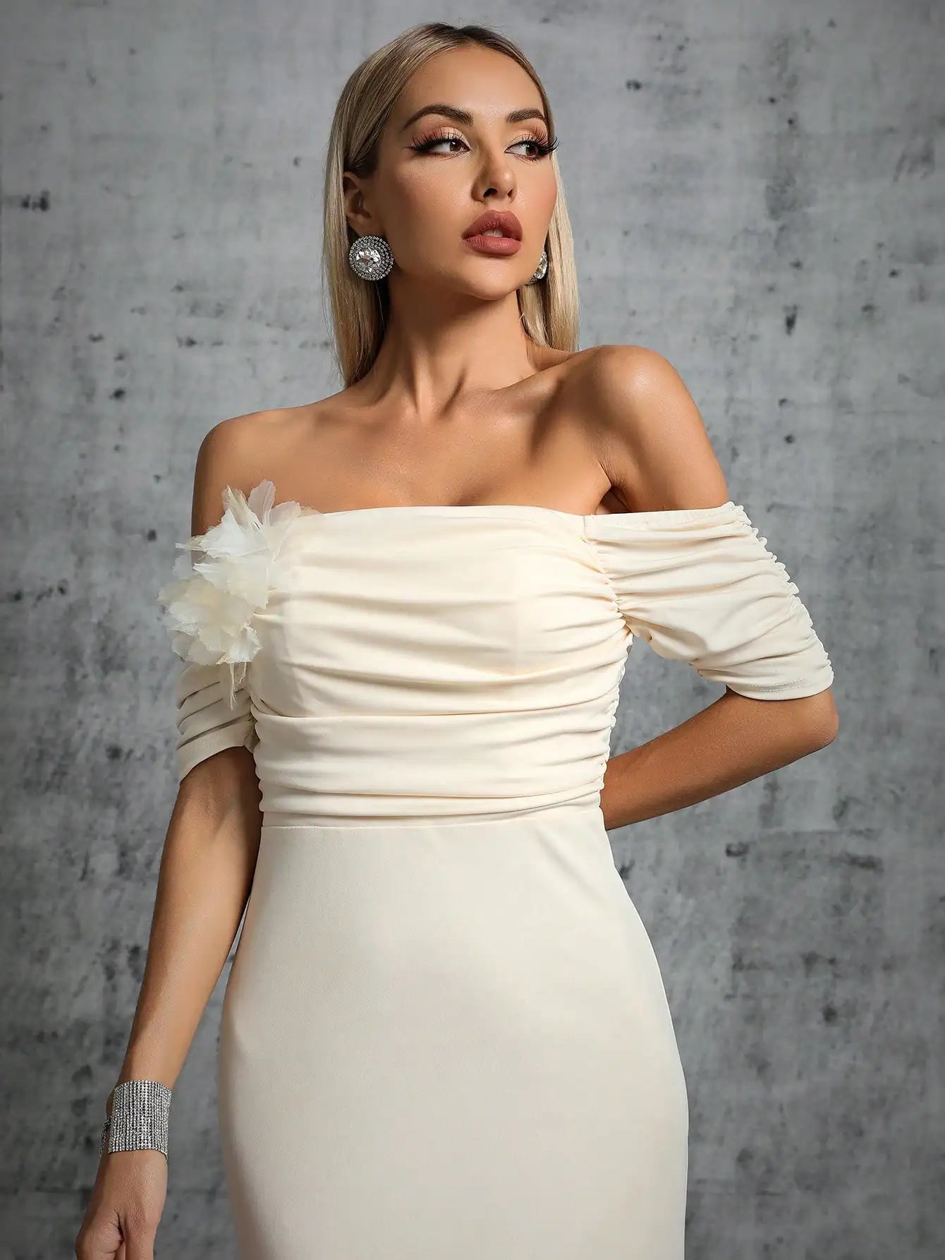 Off The Shoulder 3/4 Sleeve Formal Dresses