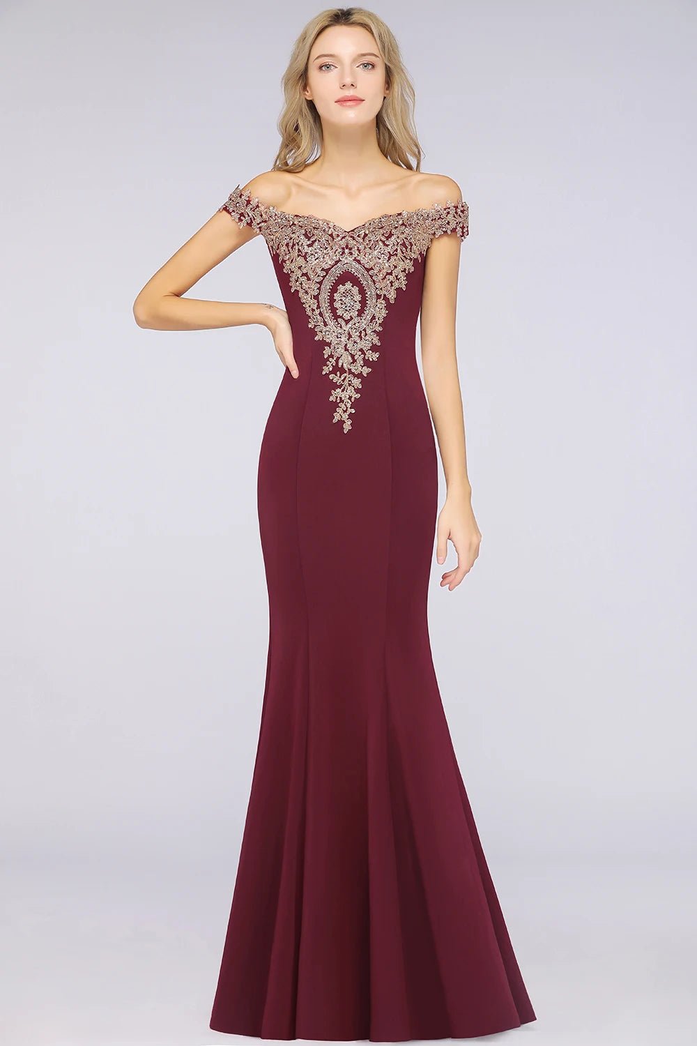 Off The Shoulder Embroidered Mermaid Evening Dress