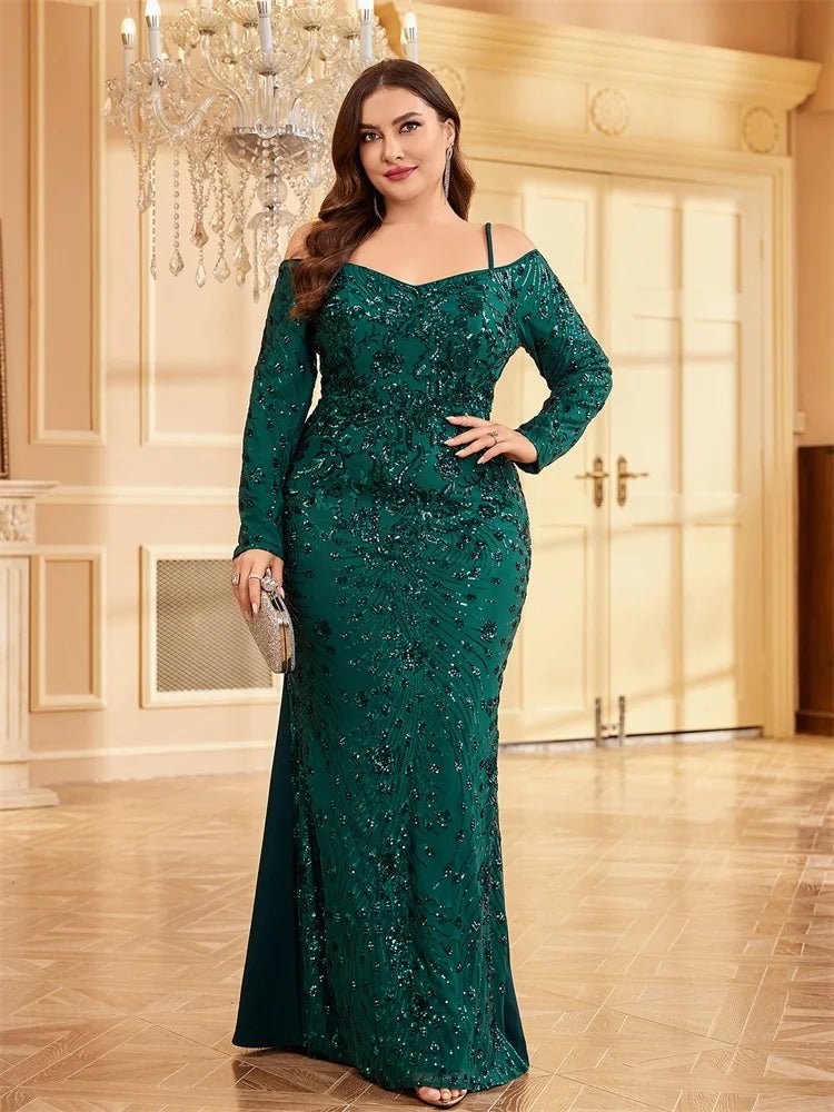 Off The Shoulder Mermaid Sequin Formal Dress Plus Size