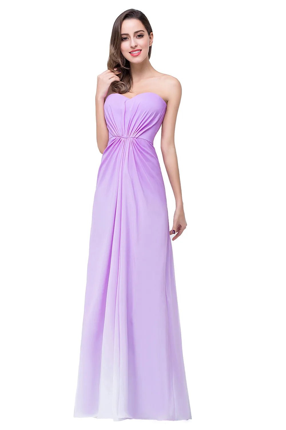 Pleated Strapless Chiffon Bridesmaid Dress