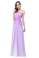 Lilac Pleated Strapless Chiffon Bridesmaid Dress 2