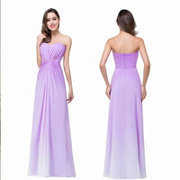 Lilac Pleated Strapless Chiffon Bridesmaid Dress 2