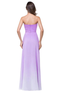 Lilac Pleated Strapless Chiffon Bridesmaid Dress 2