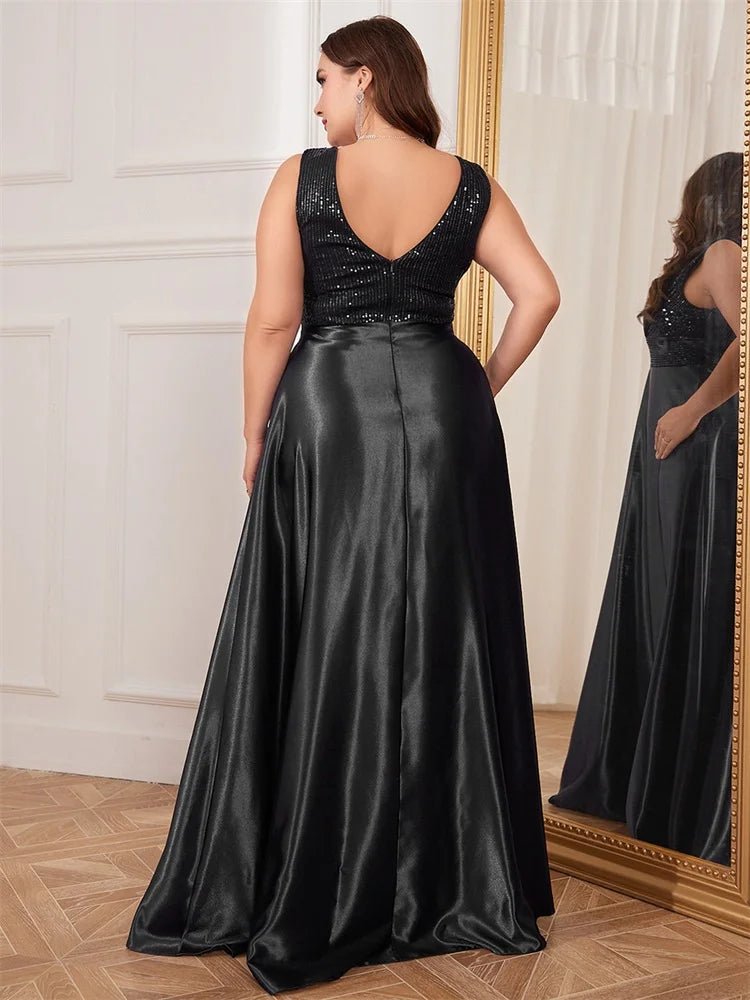 Plus Size Elegant Sequin Embellished A-Line Gown