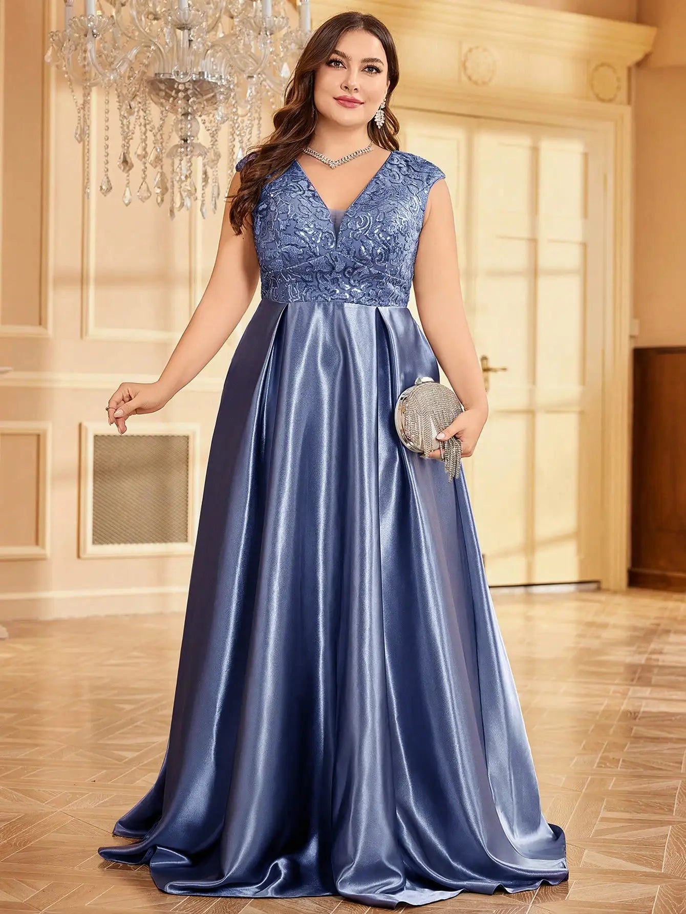 Orders satin dress for plus size