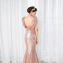 Rose Gold Rose Gold Short sleeve Mermaid Sequin Bridesmaid Dress 2