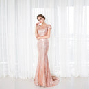 Rose Gold Rose Gold Short sleeve Mermaid Sequin Bridesmaid Dress 2