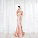 Rose Gold Rose Gold Short sleeve Mermaid Sequin Bridesmaid Dress 2