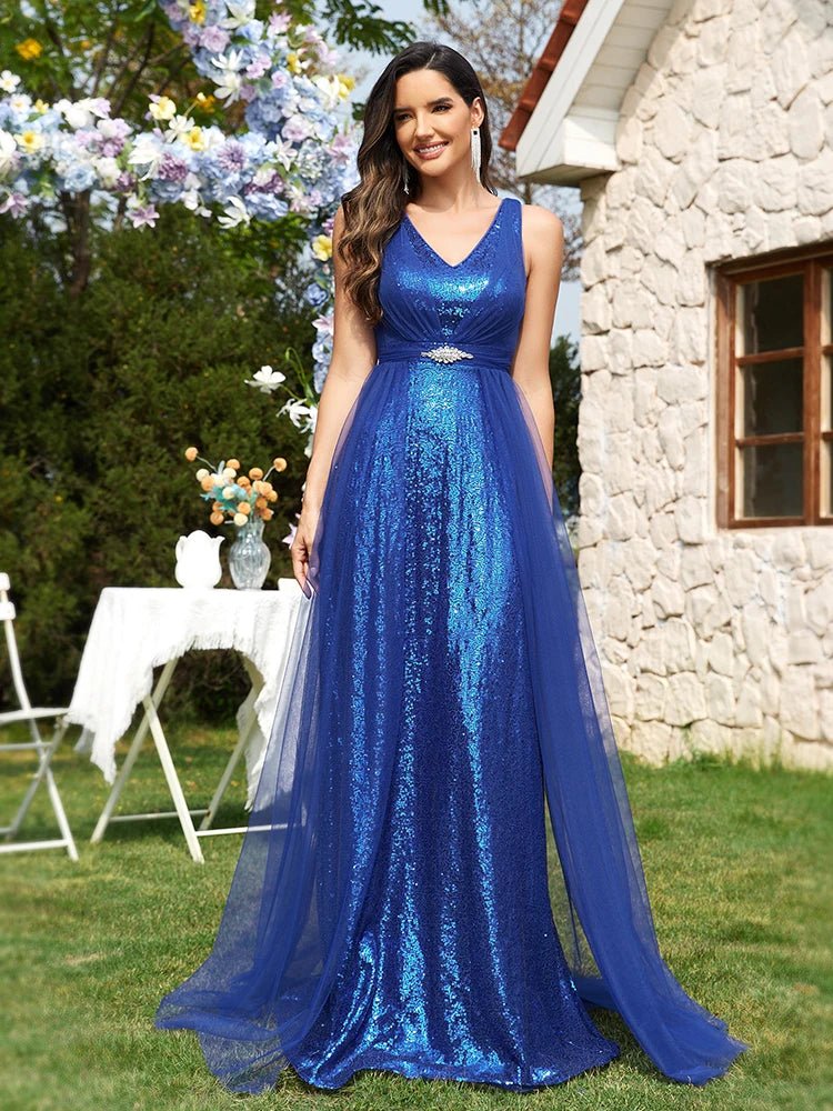 Royal Blue Elegant Embellished Bridesmaid Dress