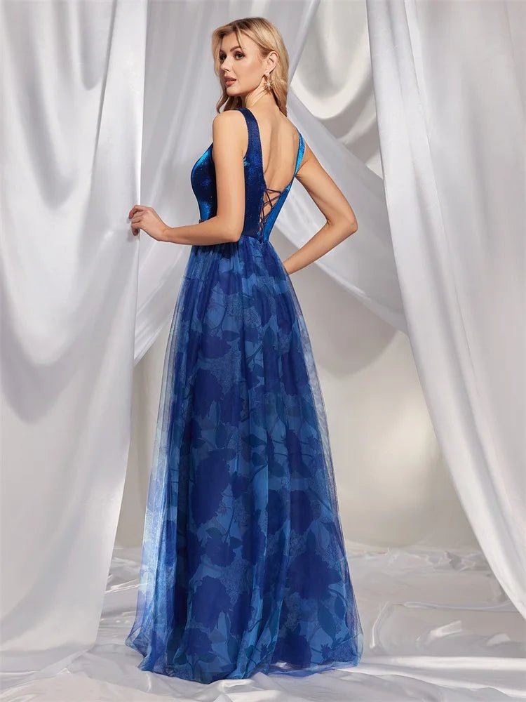 Royal Blue Prom Dresses With Slits And Open Back