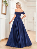 Navy Blue Ruched Strapless A - Line Sexy Formal Prom Dress S