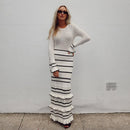 White See Through Hollow Out Ruffled Knit Maxi Dress M