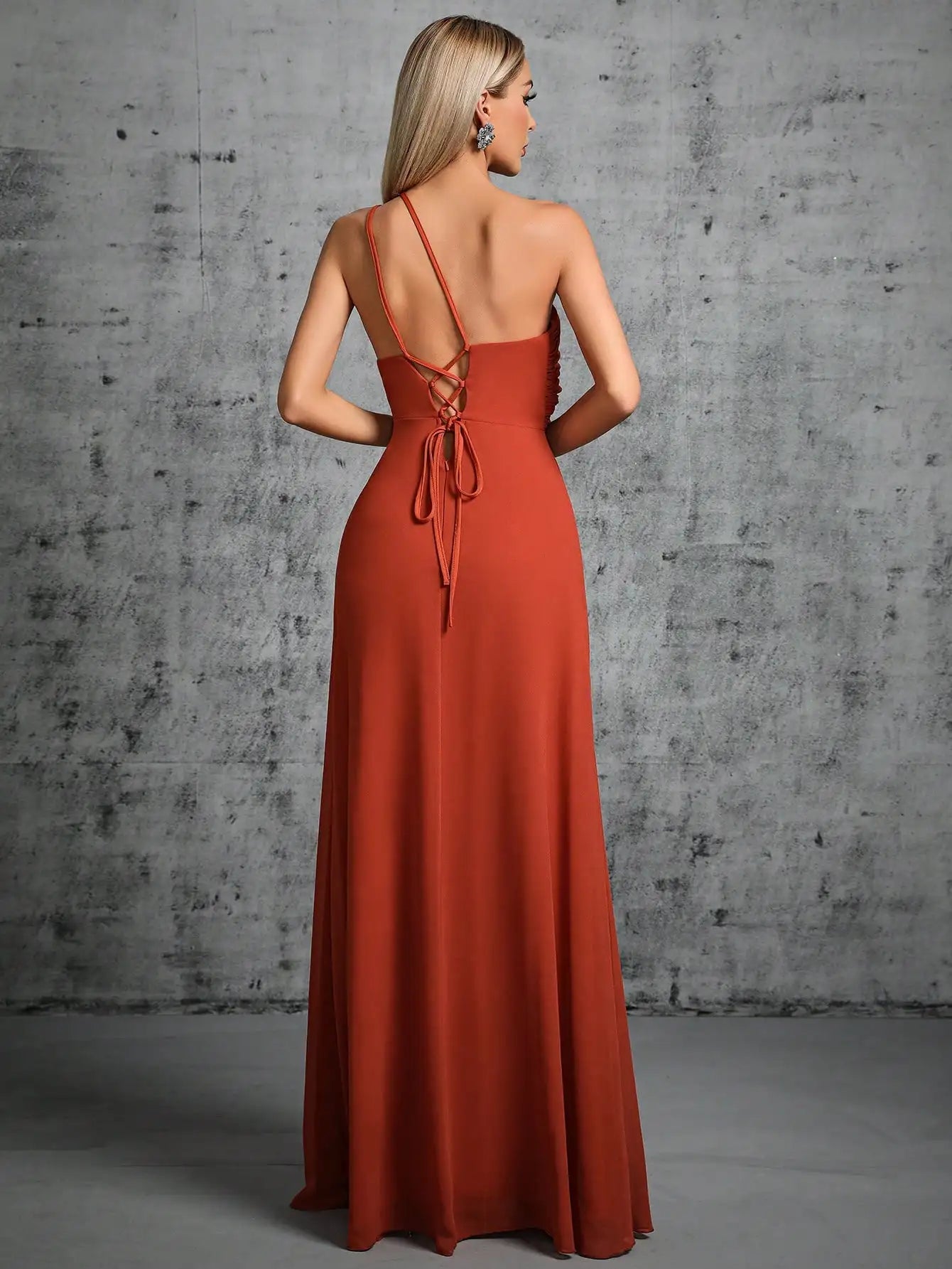 Sexy Chest Pleated With Cut-out Chiffon Bridesmaid Dress