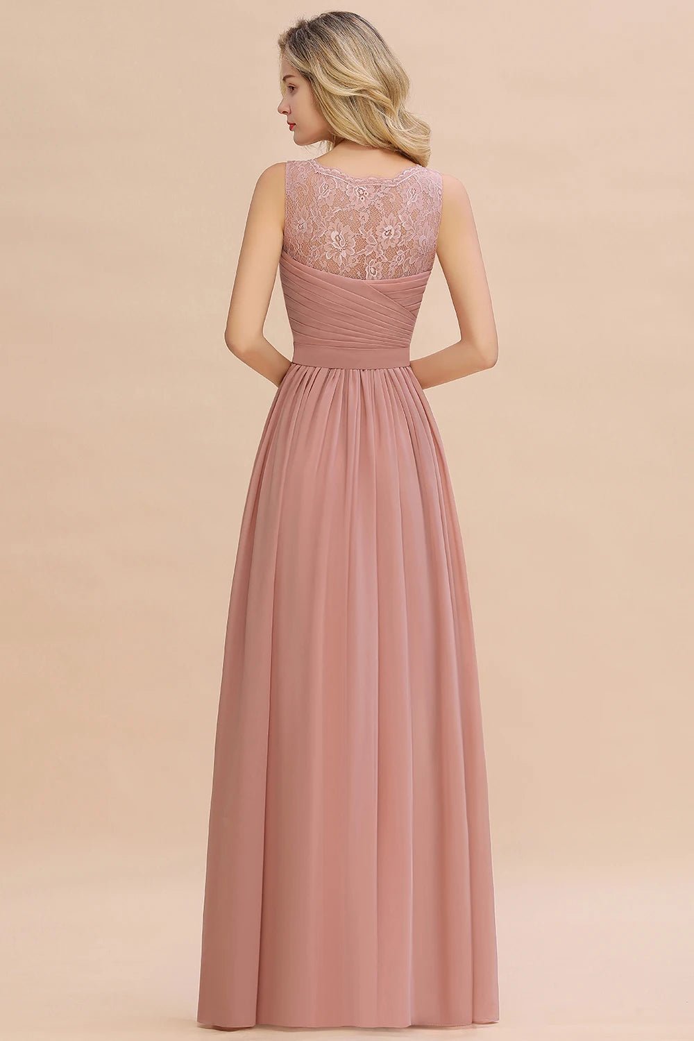 Sleeveless A-line Long Chiffon Bridesmaid Dress